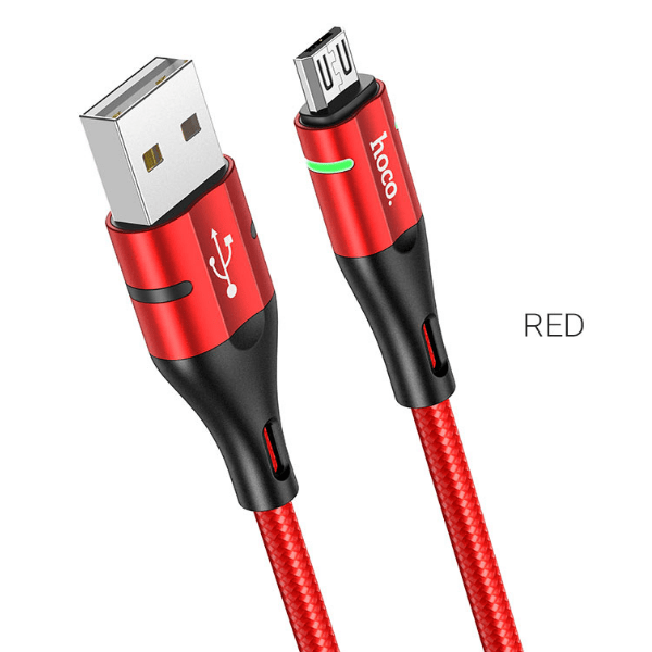 Кабель USB Micro USB Hoco U93 светящийся 1M  красный