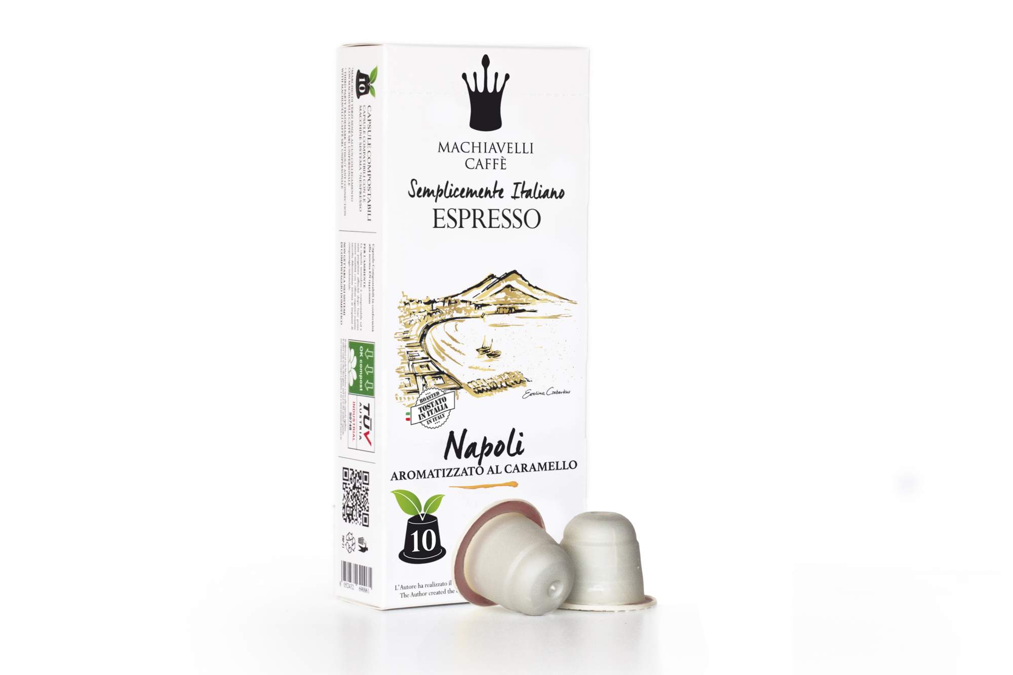 Кофе молотый в биоразлагаемых капсулах Machiavelli Caff,  NAPOLI, 10 капсул