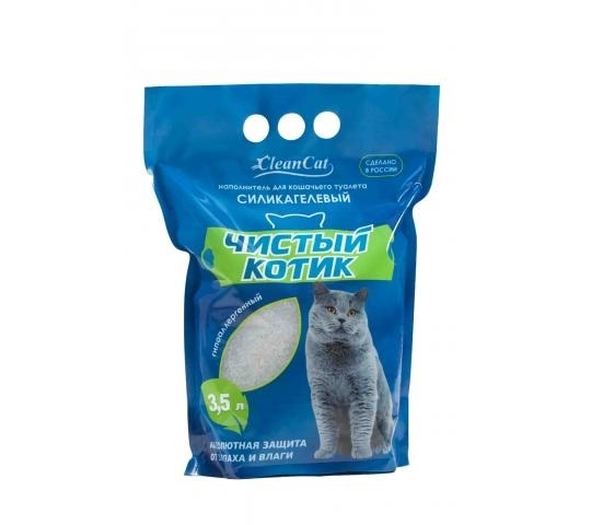 Впитывающий наполнитель для кошек Чистый Котик силикагелевый 1,75 кг, 3,5 л х 4 шт