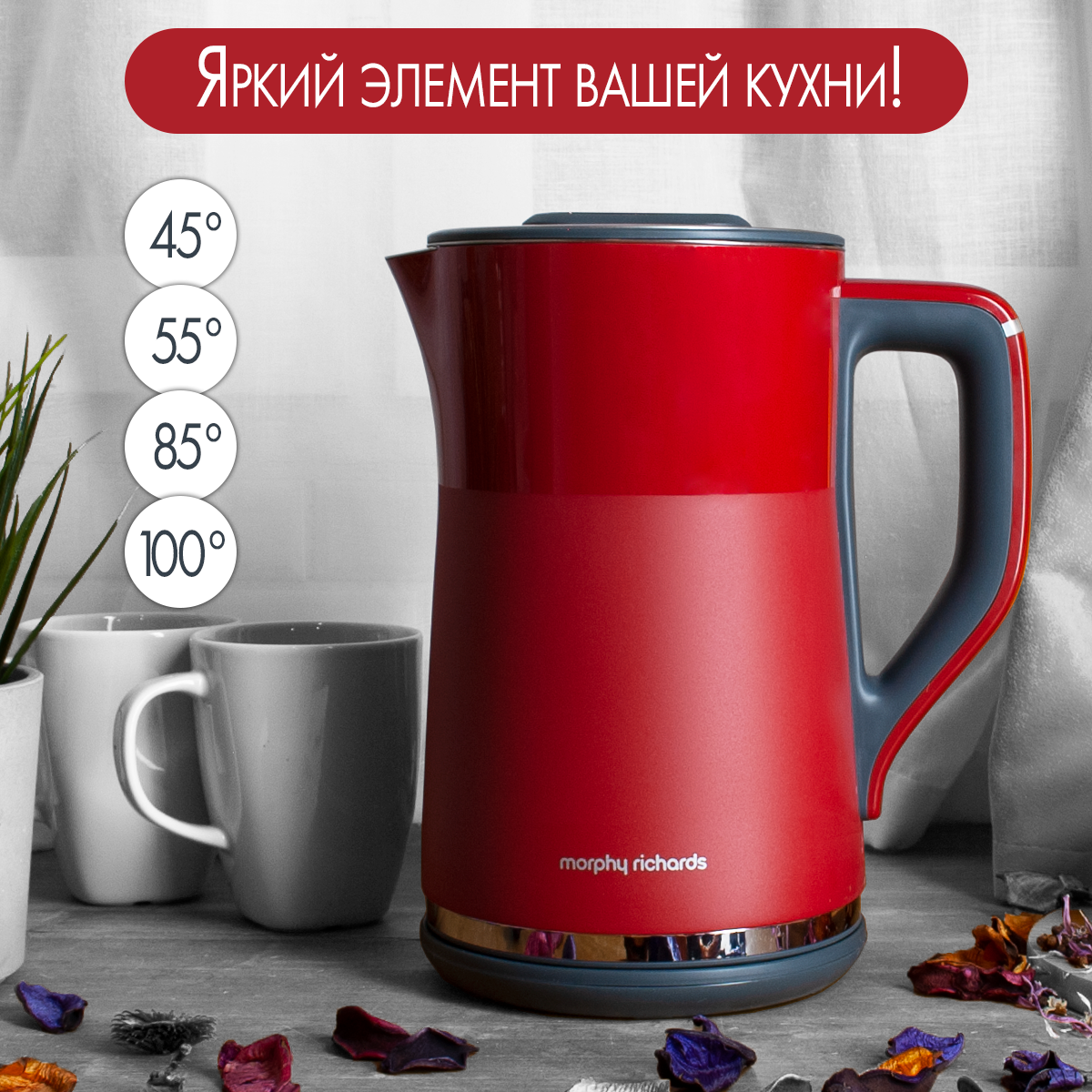 Чайник электрический Morphy Richards MR6070R 1.5 л красный – купить в ...