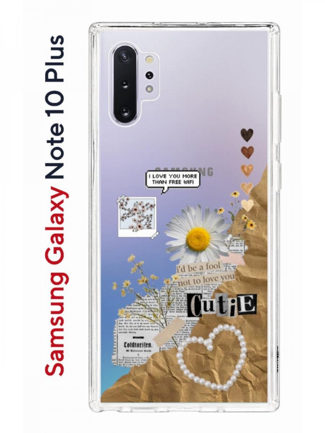 Чехол на Samsung Galaxy Note 10 Plus Kruche Print Крафтовые наклейки,противоударный  бампер, купить в Москве, цены в интернет-магазинах на Мегамаркет