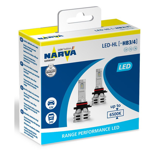 Лампа автомобильная светодиодная NARVA 18038,  HB3/HB4,  12/24В,  24Вт,  6500К,  2шт
