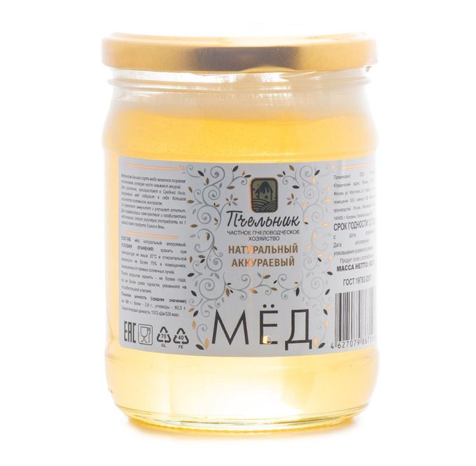 Купить мед Пчельник Аккураевый натуральный 620 г, цены на Мегамаркет | Артикул: 100029565196