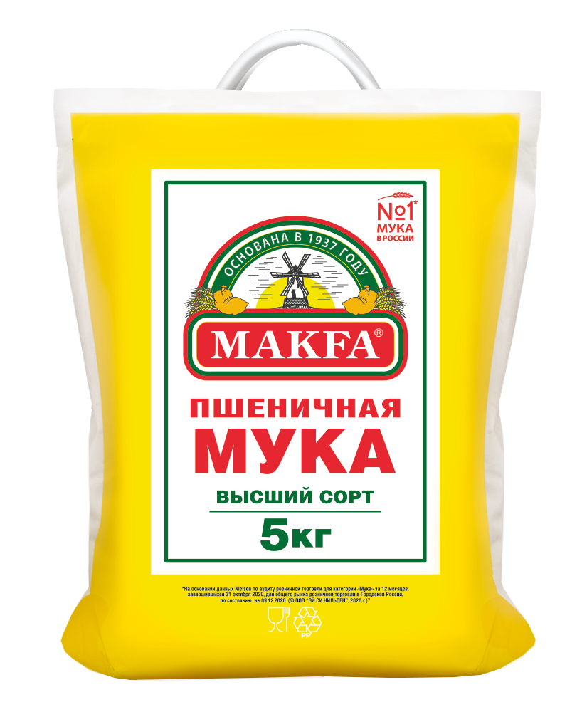 Мука Makfa пшеничная Высший сорт 5 кг - купить в Мегамаркет Москва Пушкино, цена на Мегамаркет