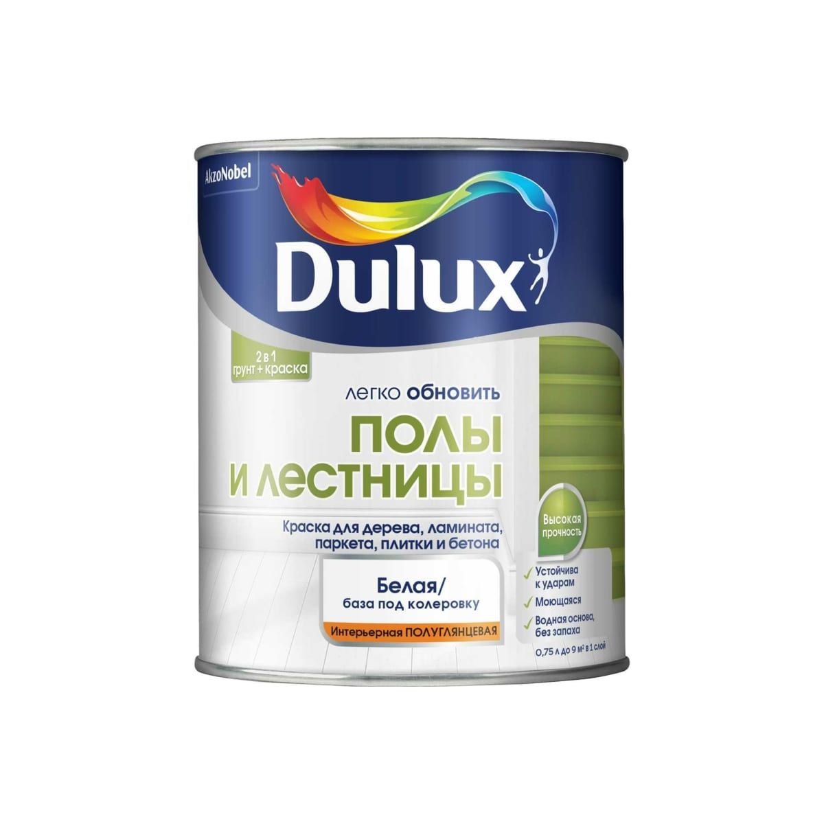 Краска Dulux Полы и лестницы, база BW, 0,75 л - отзывы покупателей на  Мегамаркет | 600003837619