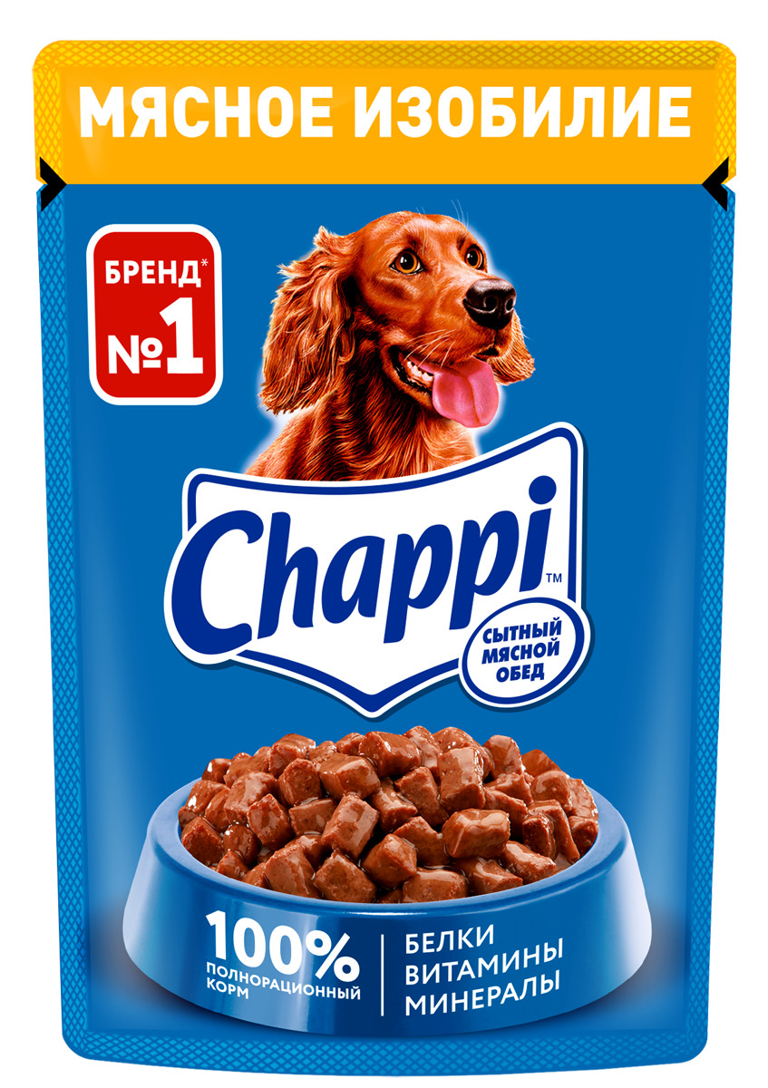 Влажный корм для собак Chappi, мясное изобилие, 28шт по 85г