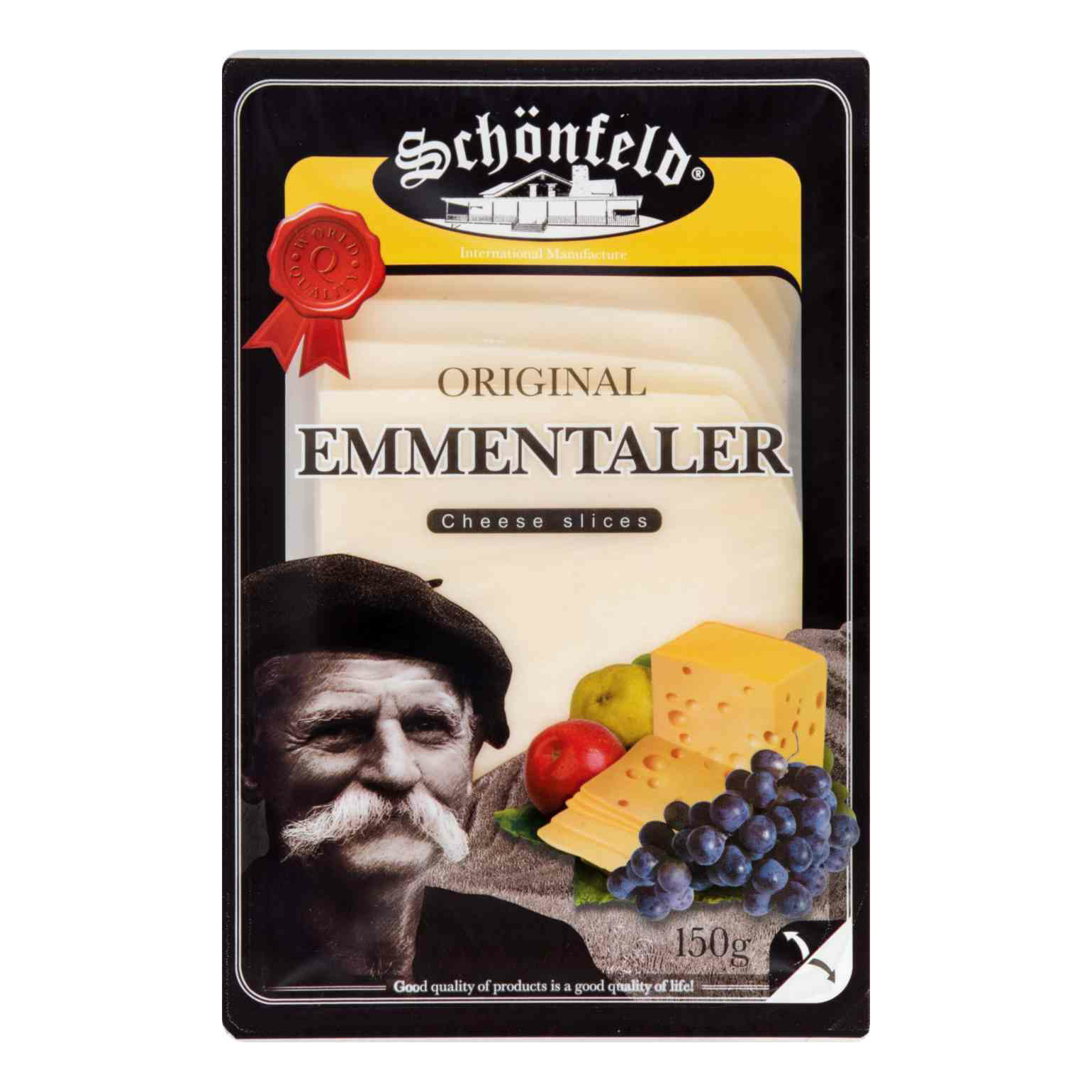 Сыр полутвердый Schonfeld Эмменталер Original нарезка 45% 150 г