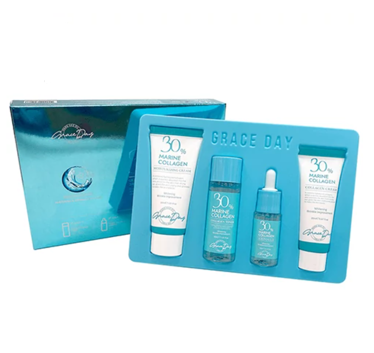 Grace day 30% marine collagen toner фото. Grace day 30% marine collagen cream 50ml. Набор для лица 30% collagen grace day. Grace day marine collagen 30% special kit мини набор средств с морским коллагеном 30%. Grace day тонер для лица с морским коллагеном - collagen 30% toner, 150мл.