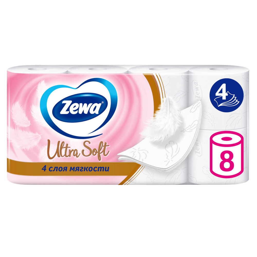 Купить бумага туалетная Zewa Ultra Soft 4 слоя, 8 рулонов, цены на Мегамаркет | Артикул: 100067241522