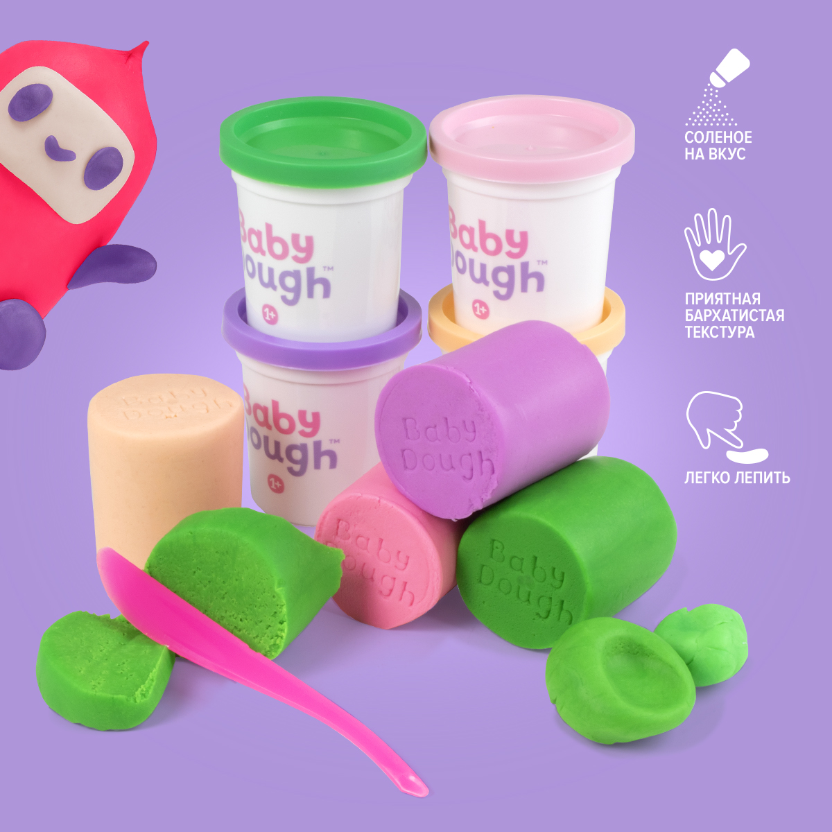 Тесто для лепки Baby Dough 4 цвета, 400 гр - купить в ООО 