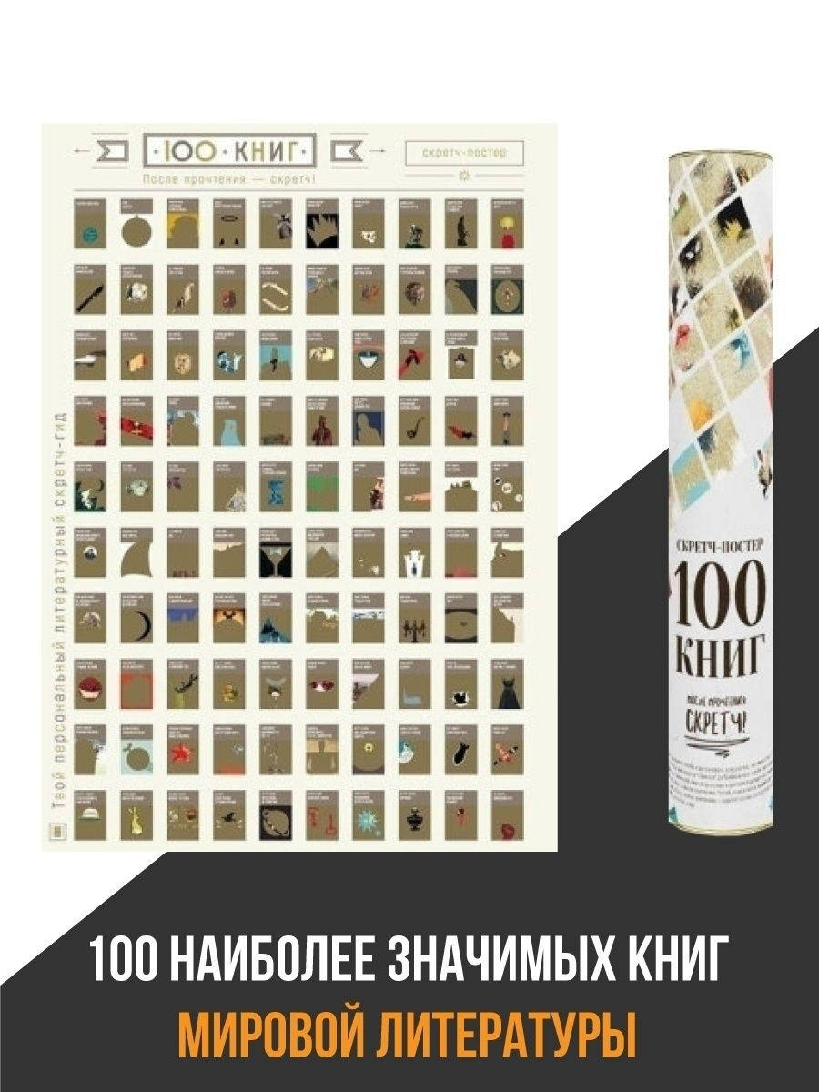 Скретч карта 100 книг