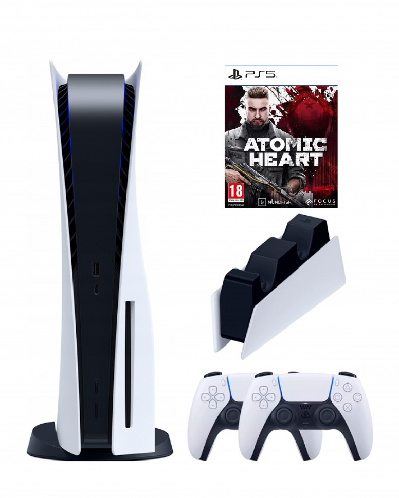Игровая приставка Sony PlayStation 5 (3-ревизия)+2-й геймпад+зарядное+Atomic - купить в VizyFit, цена на Мегамаркет