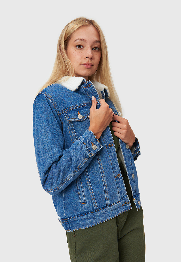 Джинсовая куртка женская Modis M212D00029 синяя L