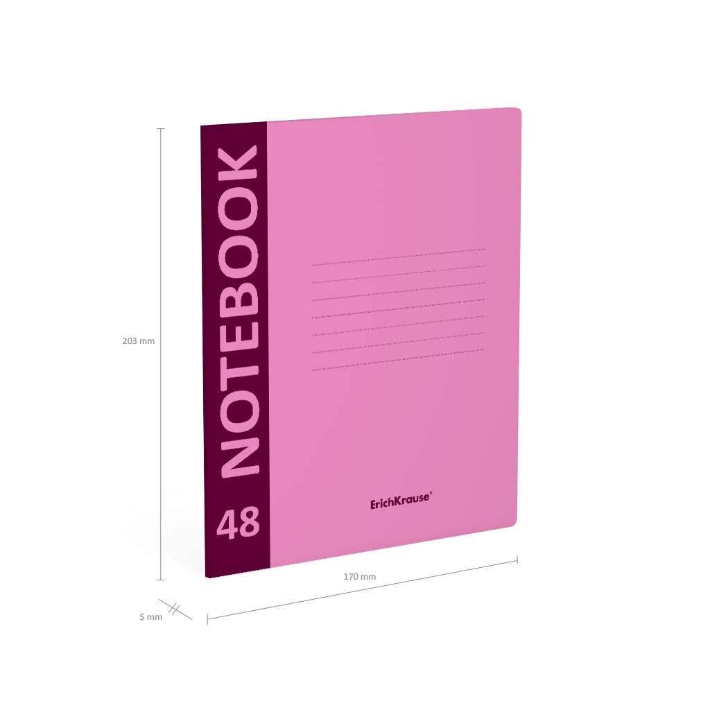 Тетрадь общая с пластиковой обложкой на скобе ErichKrause Neon, розовый, А5+, 48 листов, к