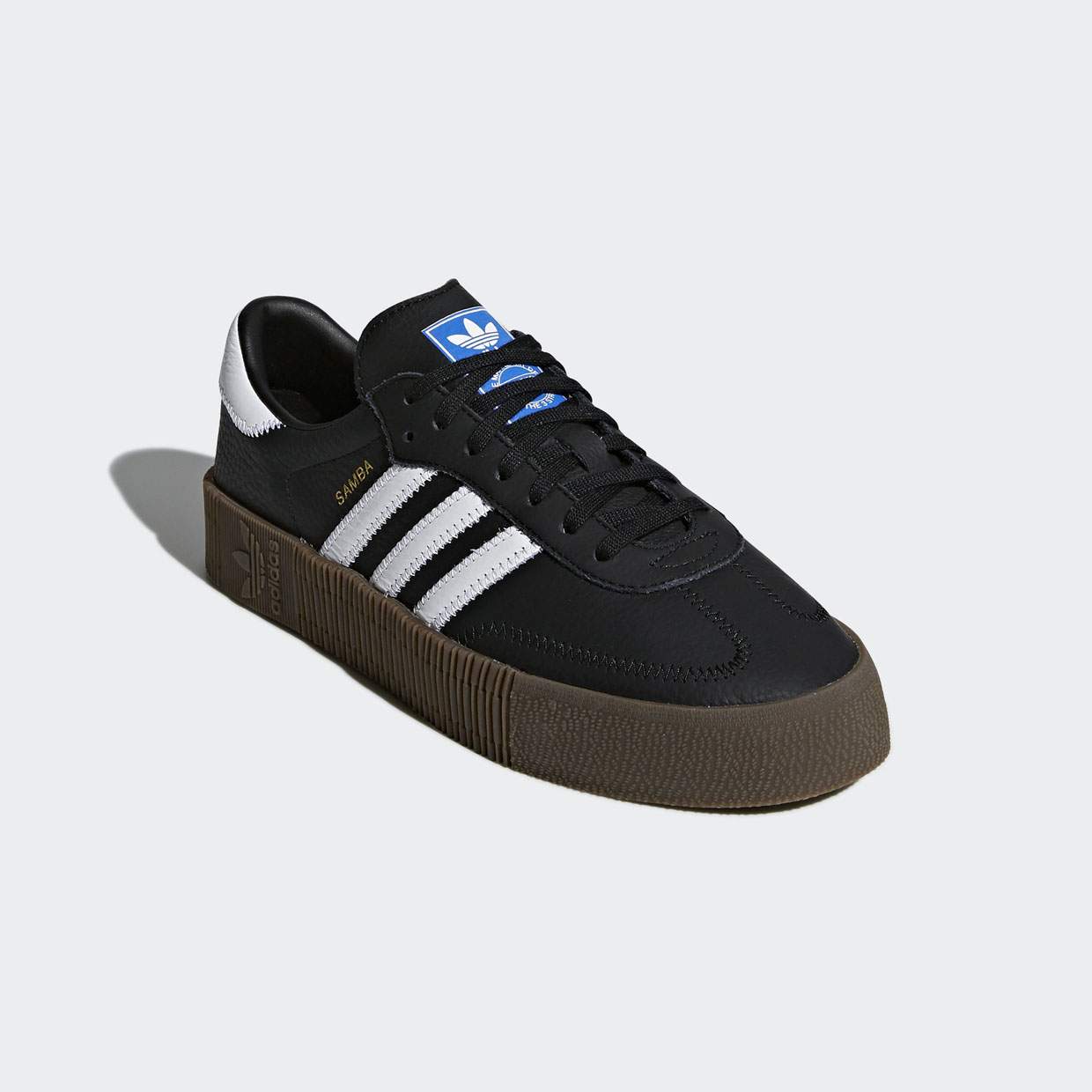 Adidas originals samba rose trainers 2025 in black with dark gum sole