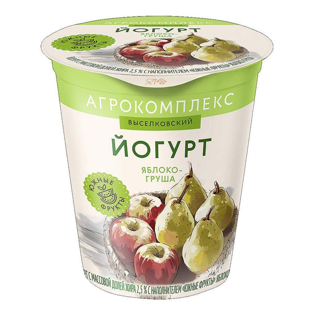 Йогурт Агрокомплекс яблоко-груша 2,5% 300 г