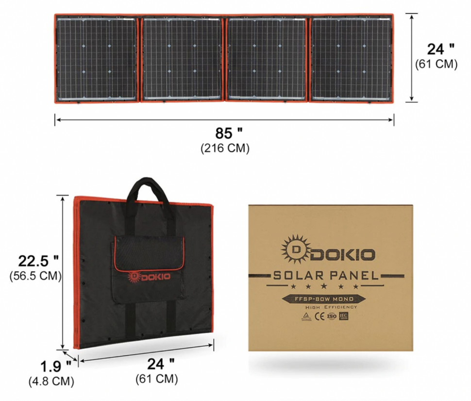 Складная солнечная панель для кемпинга Dokio, 150W - купить в Москве, цены  на Мегамаркет | 600004376366