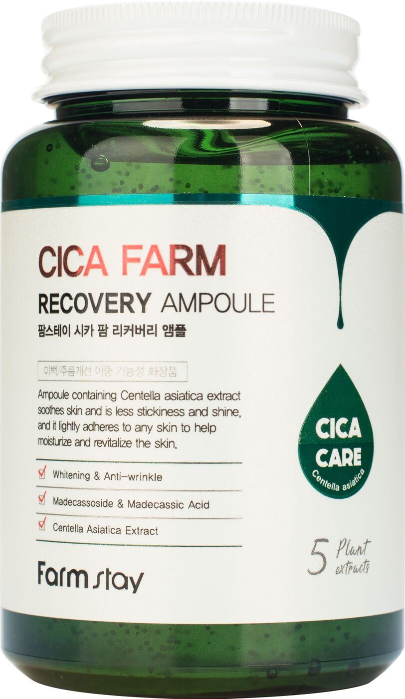 Купить сыворотка для лица FarmStay Cica Farm Recovery Ampoule с центеллой азиатской 250 мл, цены на Мегамаркет | Артикул: 600004376428