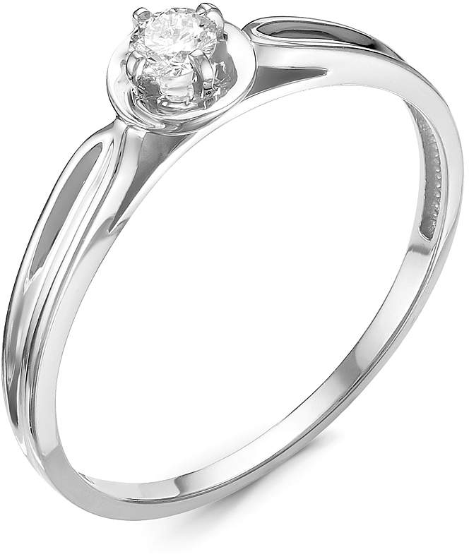 Кольцо помолвочное из белого золота с бриллиантом р. 18 Klondike 01-01202-03-001-01-03
