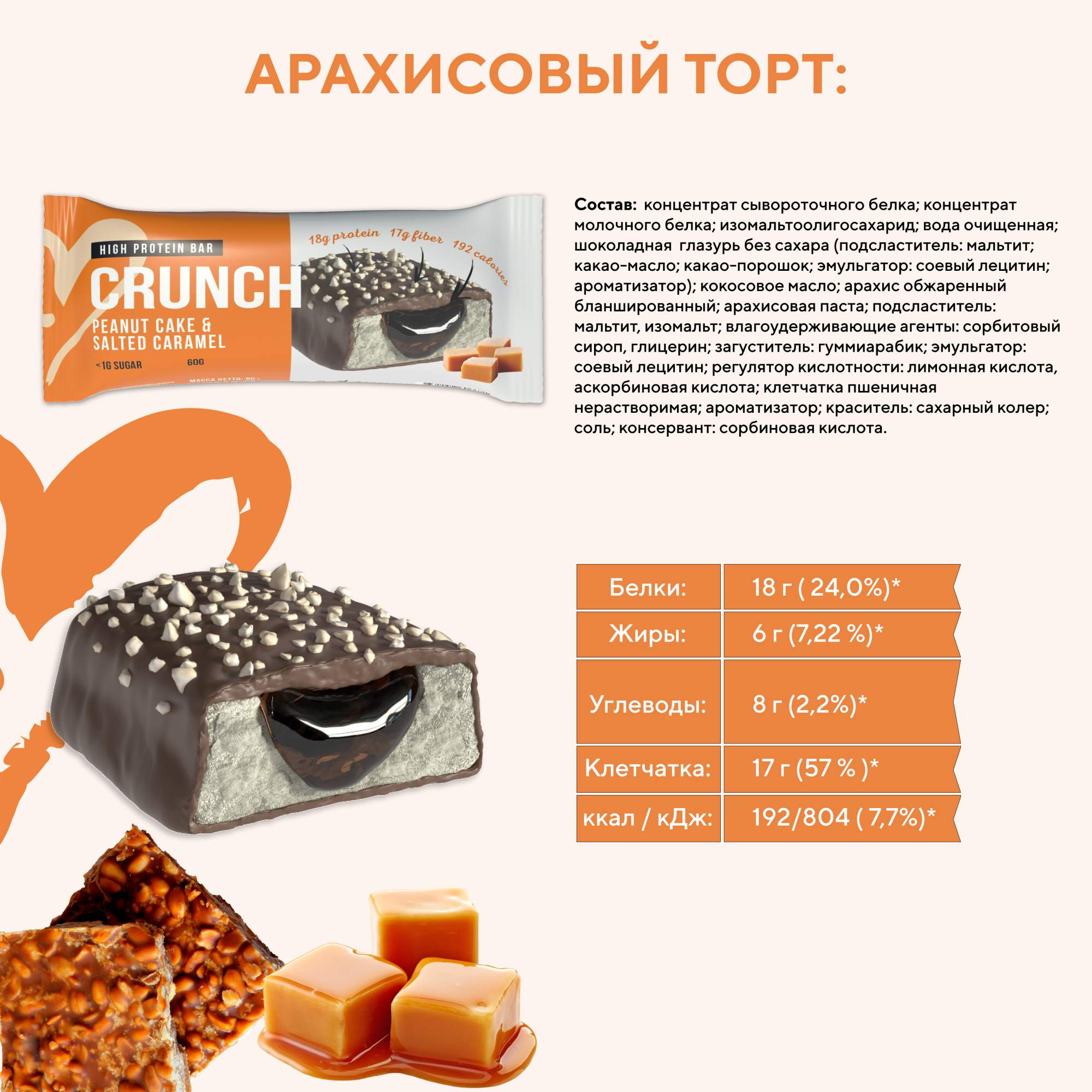 Купить протеиновые батончики CRUNCH (4штx60г)/ПП без сахара/спортивные 30%  protein, цены на Мегамаркет | Артикул: 600006995747