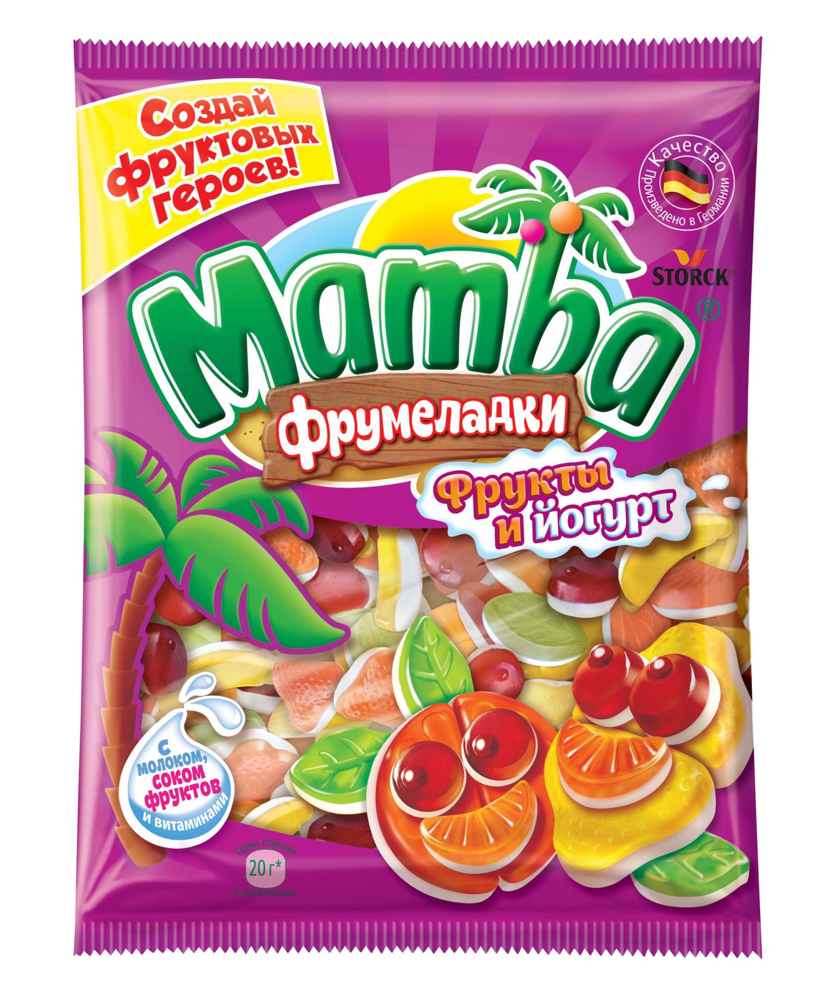 Мармелад жевательный Mamba Фрумеладки фрукты и йогурт 140 г