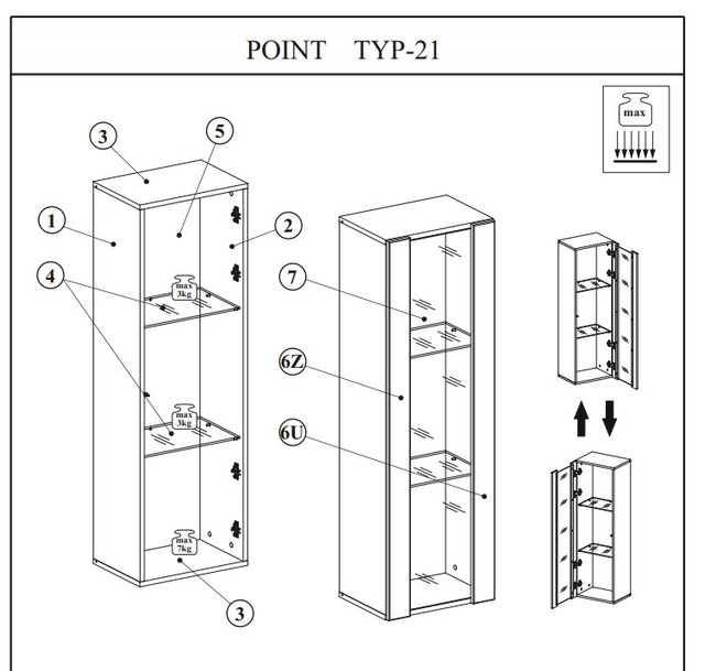 Шкаф навесной НК-Мебель POINT 21 Белый