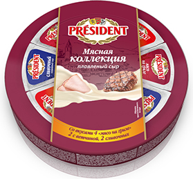 Сыр плавленый President Мясная коллекция 45% 140 г бзмж