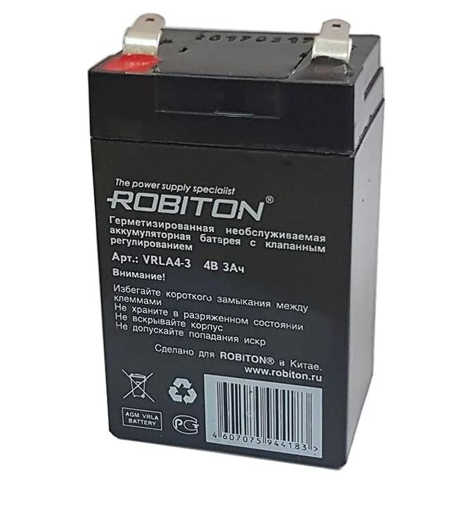Robiton Аккумулятор ROBITON VRLA 4- 3 свинцово-кислотный 4В 3Аh ...