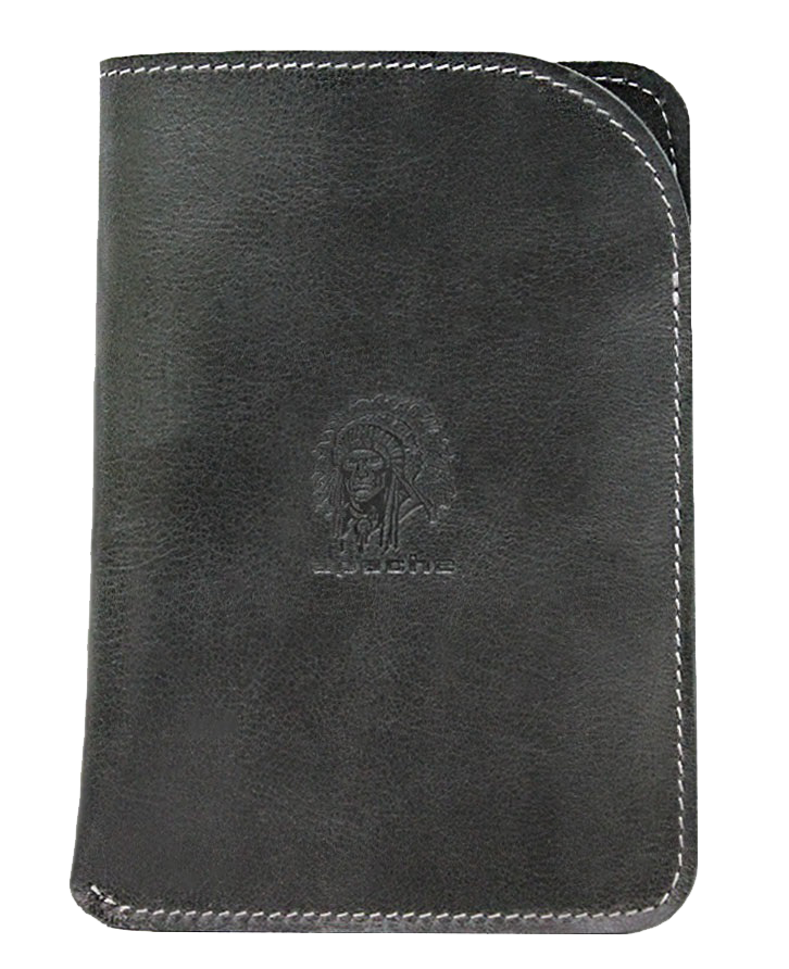 Обложка для паспорта кожаная Apache ОП-А дымчато-черная Apache