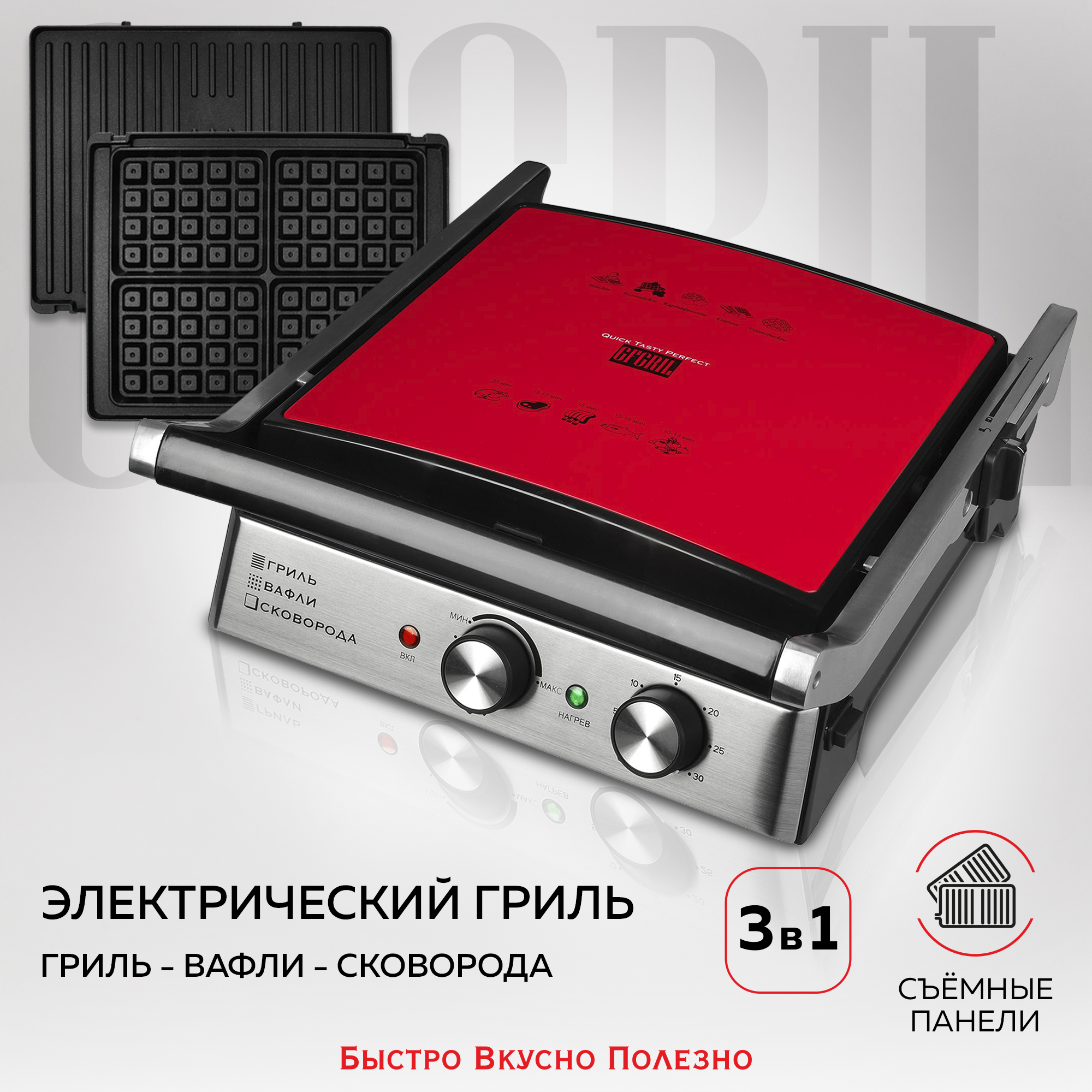 Электрогриль GFGRIL GF-185 Red, купить в Москве, цены в интернет-магазинах  на Мегамаркет