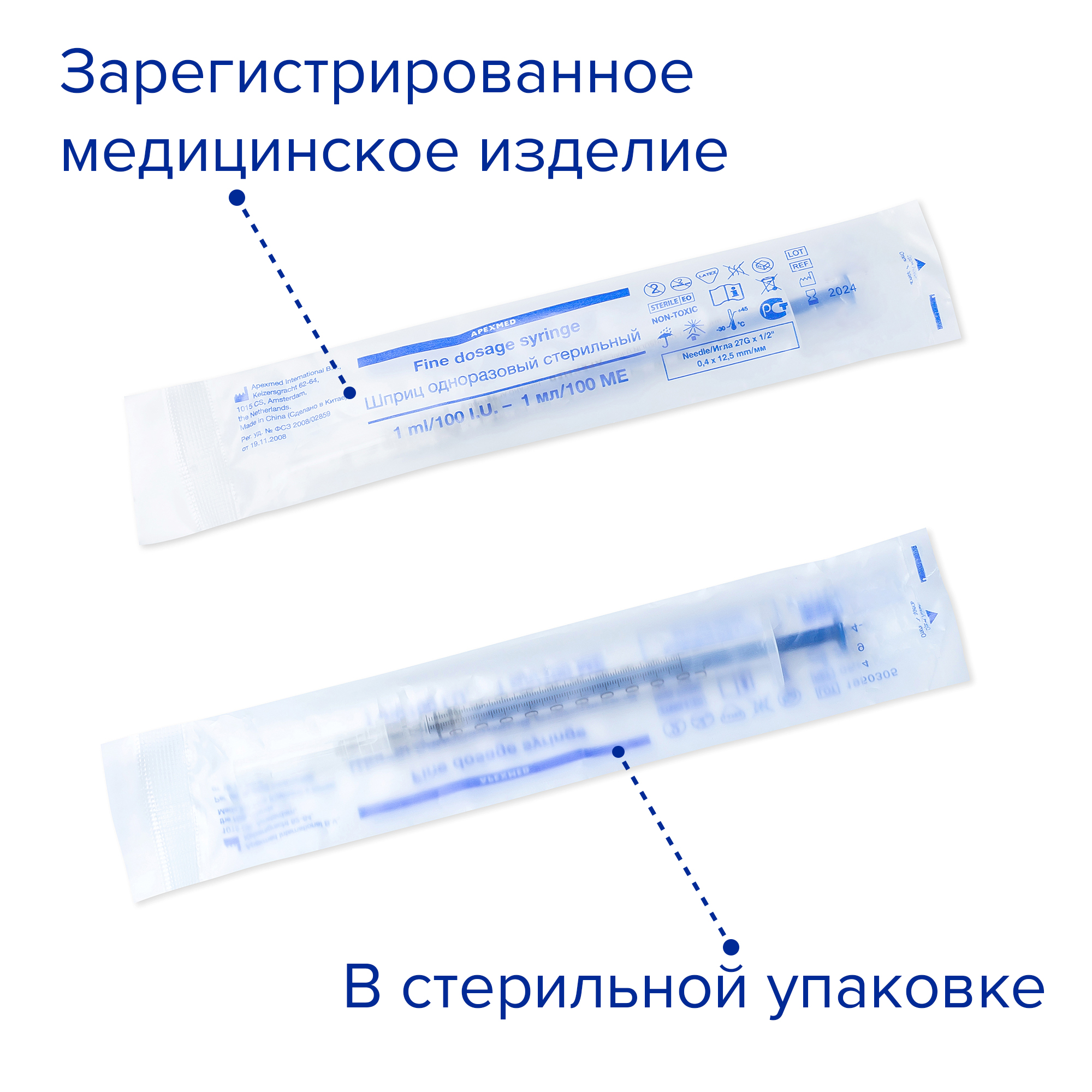 Инсулиновый шприц с длинной иглой