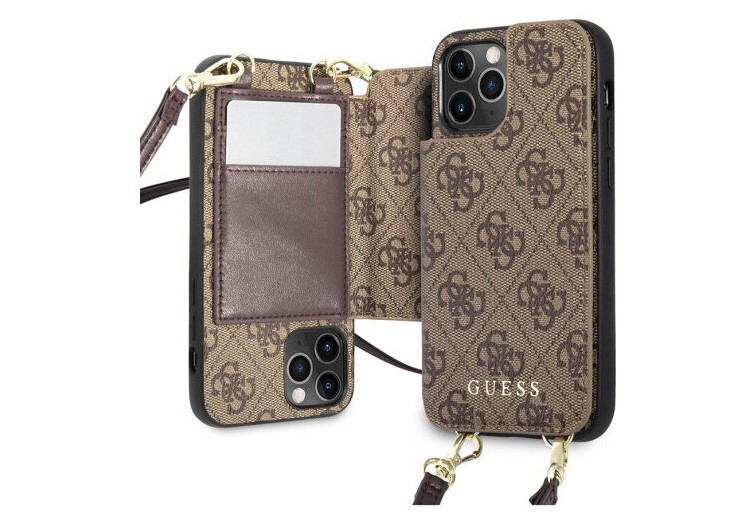 Чехол Guess 4G Crossbody cardslots magnetic Hard iPhone 12/12 Pro, Коричневый, купить в Москве, цены в интернет-магазинах на Мегамаркет