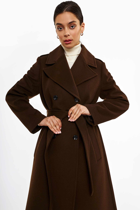 Пальто женское Calista 0-44100458 коричневое 44 RU