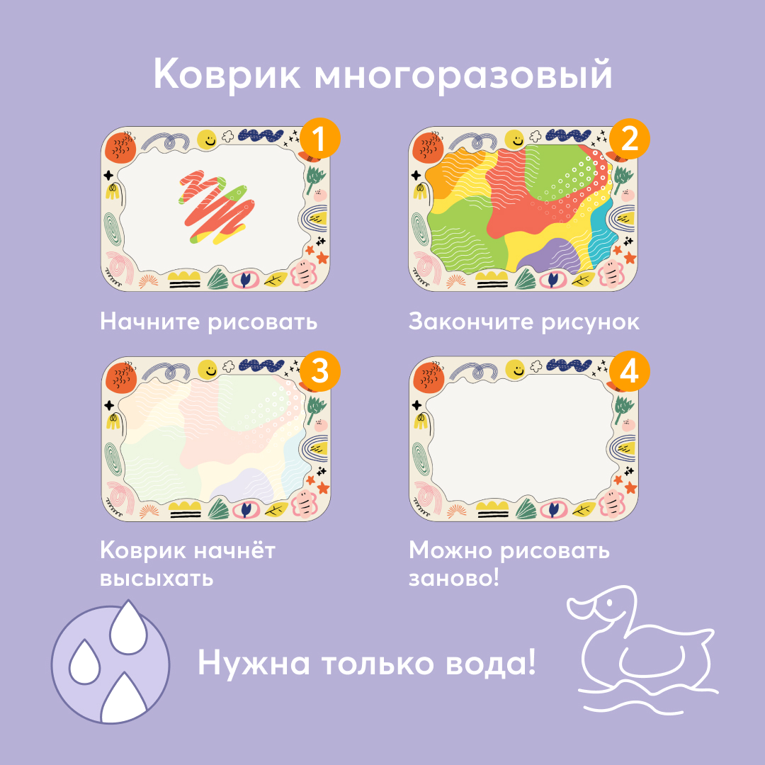 Купить коврик для рисования водой Happy Baby Aqua Draw, цены на Мегамаркет