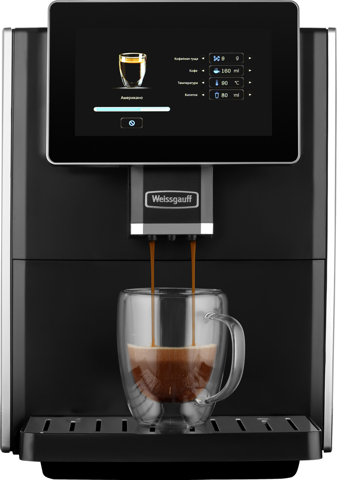 Кофемашина автоматическая Weissgauff WCM-575 Touch Cappuccino серебристая,  черная - отзывы покупателей на Мегамаркет