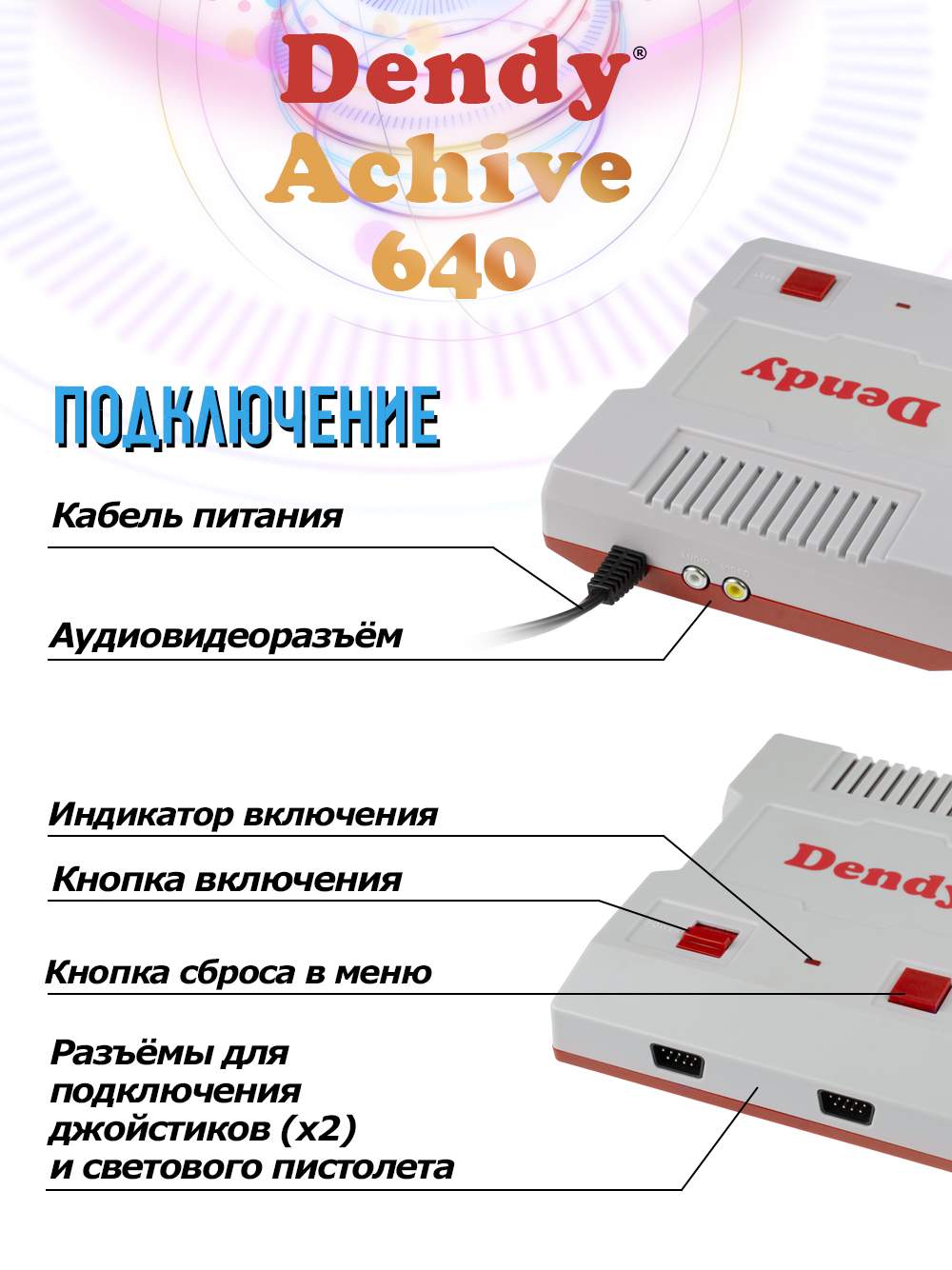 Игровая приставка 8-бит Dendy Achive 640 игр, белая (DA-G-640W), купить в  Москве, цены в интернет-магазинах на Мегамаркет