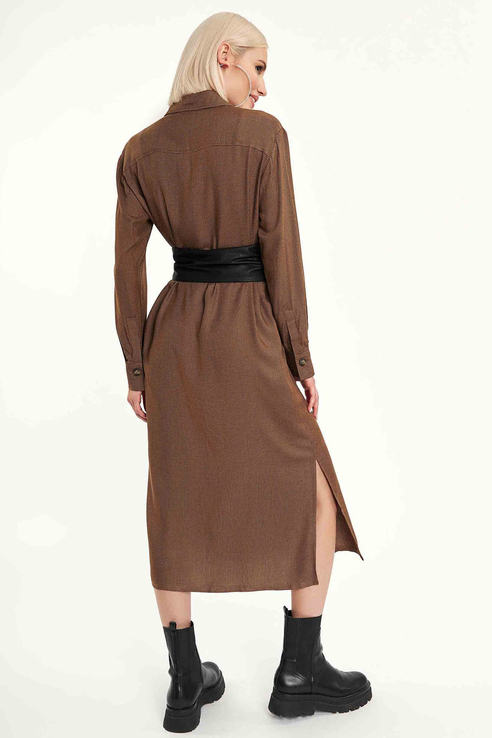 Платье-рубашка женское Calista 3-1270035 коричневое 42 RU