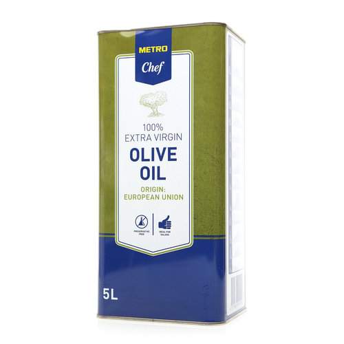 Масло Chef extra virgin olive oil оливковое нерафинированное 5 л - купить в METRO - Купер, цена на Мегамаркет