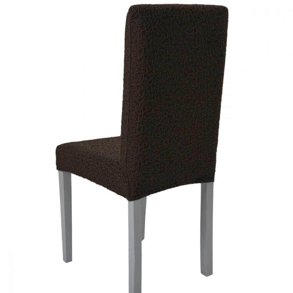 Чехол на стул без оборки Venera "Жаккард", темно-коричневый, 1 предмет