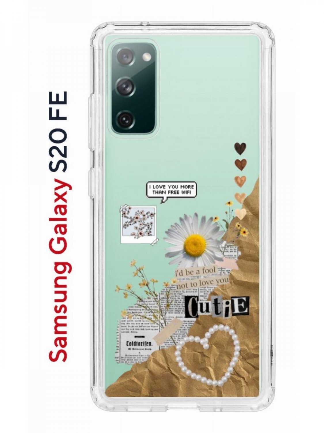 Чехол на Samsung S20 FE Kruche Print Крафтовые наклейки,противоударный  бампер с принтом, купить в Москве, цены в интернет-магазинах на Мегамаркет