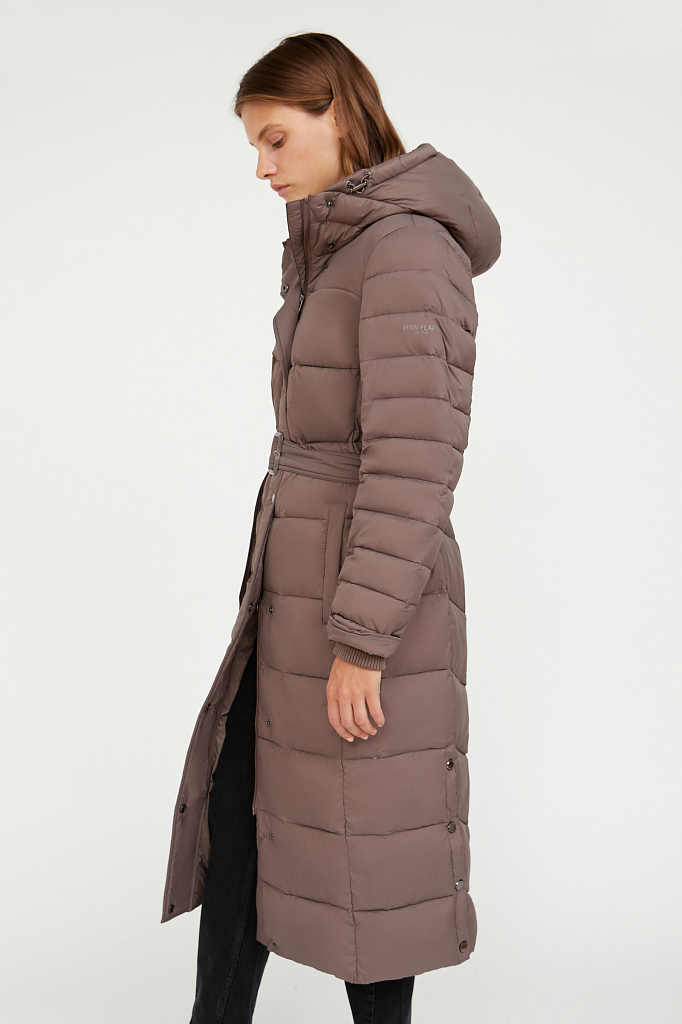 Пуховик-пальто женский Finn Flare A20-11082 коричневый 42