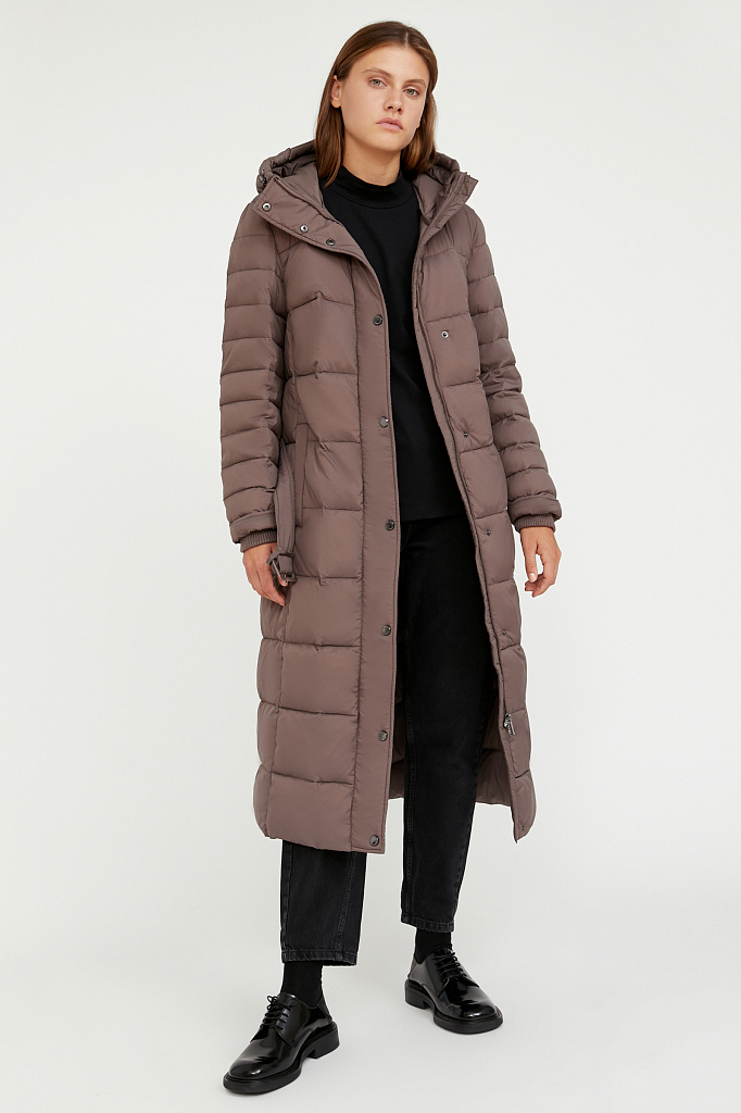 Пуховик-пальто женский Finn Flare A20-11082 коричневый 44