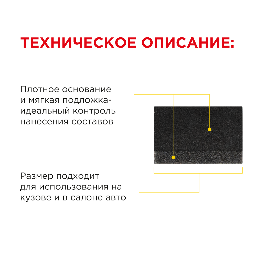 Аппликатор для авто детейлинга WOG, губка для нанесения защитных покрытий,  1 шт - купить в WOG Official Store, цена на Мегамаркет