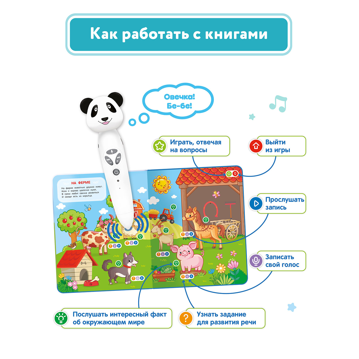 Набор BertToys Игрушка логопедическая Панда Тичи + 2 Книги - Моя Азбука и  Животные – купить в Москве, цены в интернет-магазинах на Мегамаркет