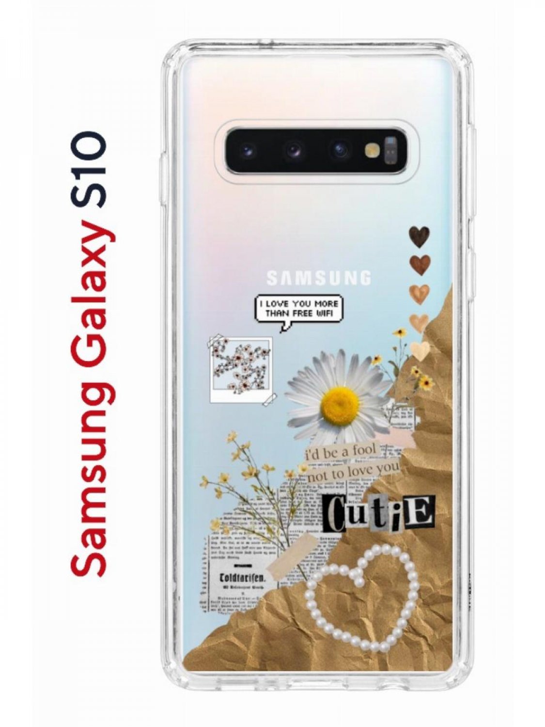 Чехол на Samsung S10 Kruche Print Крафтовые наклейки,противоударный бампер  с принтом, купить в Москве, цены в интернет-магазинах на Мегамаркет