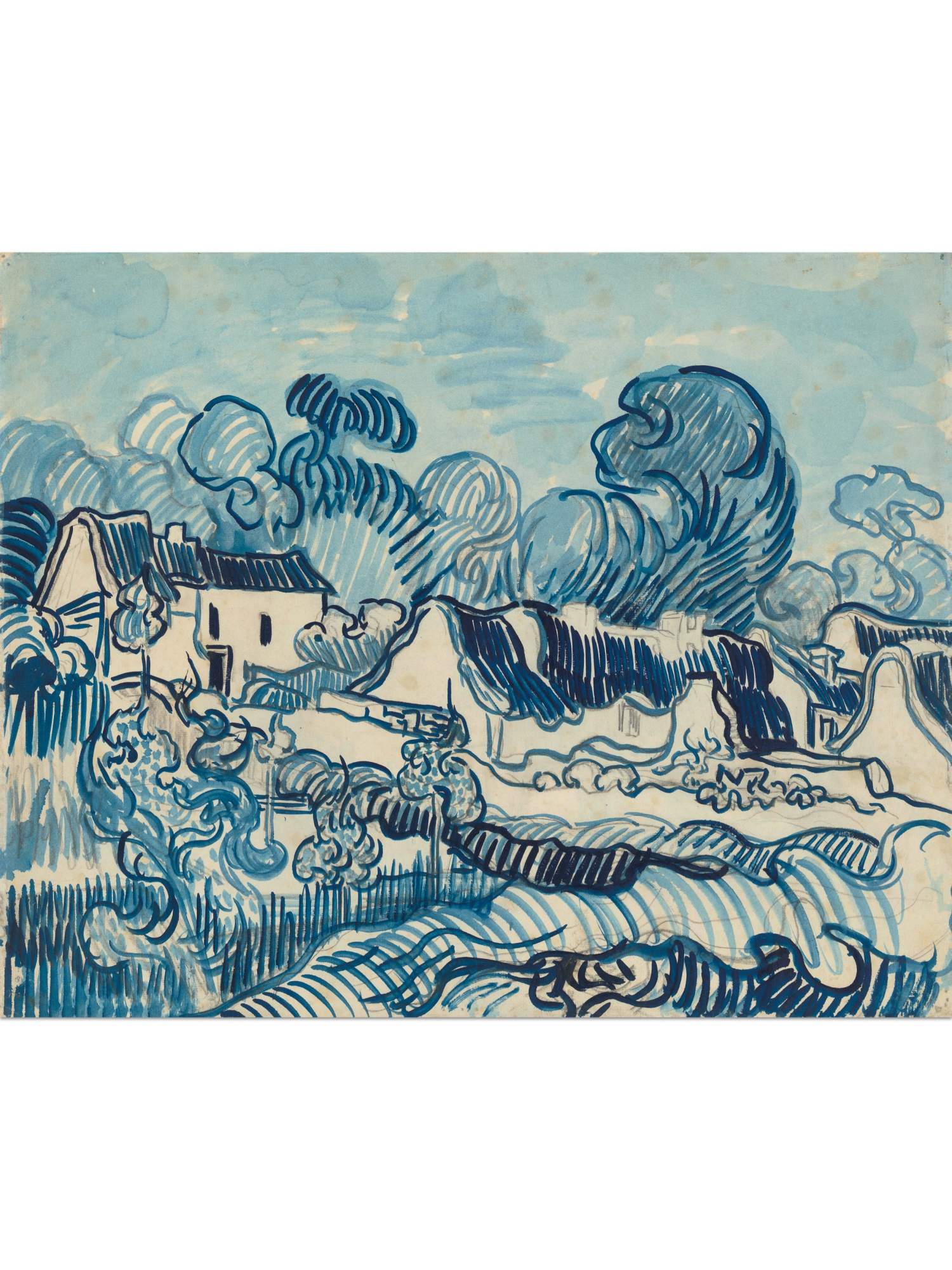 Картины Ван Гога "Домики с соломенными крышами в Кордевилле + Пейзаж с домами"