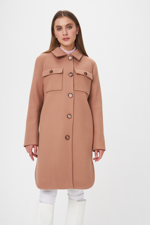 Пальто женское Ennergiia El_W64042 коричневое 42 RU