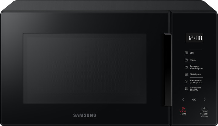 Микроволновая печь Samsung MG23T5018AK/BW, 1250 Вт, 23 л, черная, купить в Москве, цены в интернет-магазинах на Мегамаркет