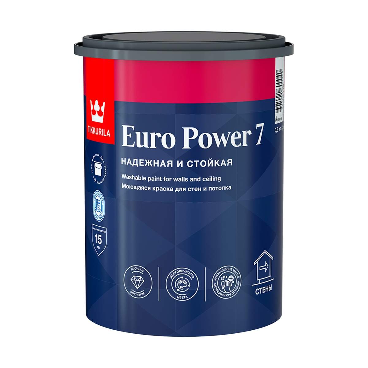 Краска Tikkurila Euro Power 7, база A, 0,9 л - отзывы покупателей на  Мегамаркет | 600004378365