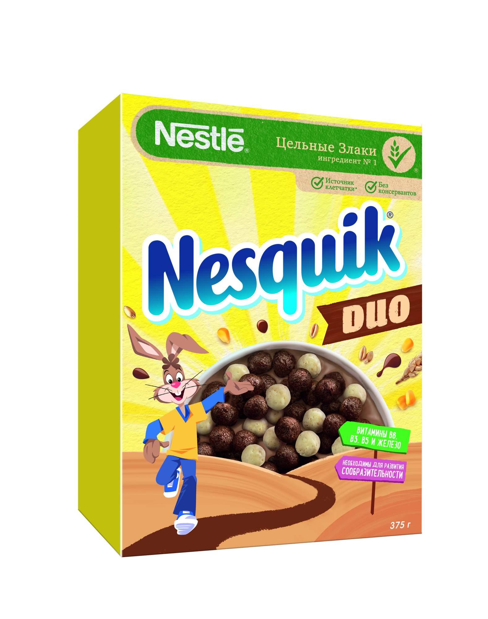 Купить готовый завтрак шоколадный Nesquik duo 375 г, цены на Мегамаркет |  Артикул: 100023378946